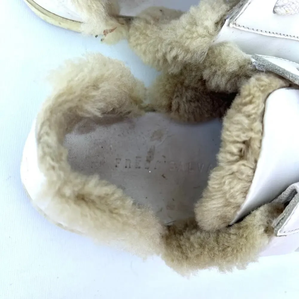Freda Salvador Eda White Calfskin Leather D’Orsay Sneakers Shoes Shearling 6.5